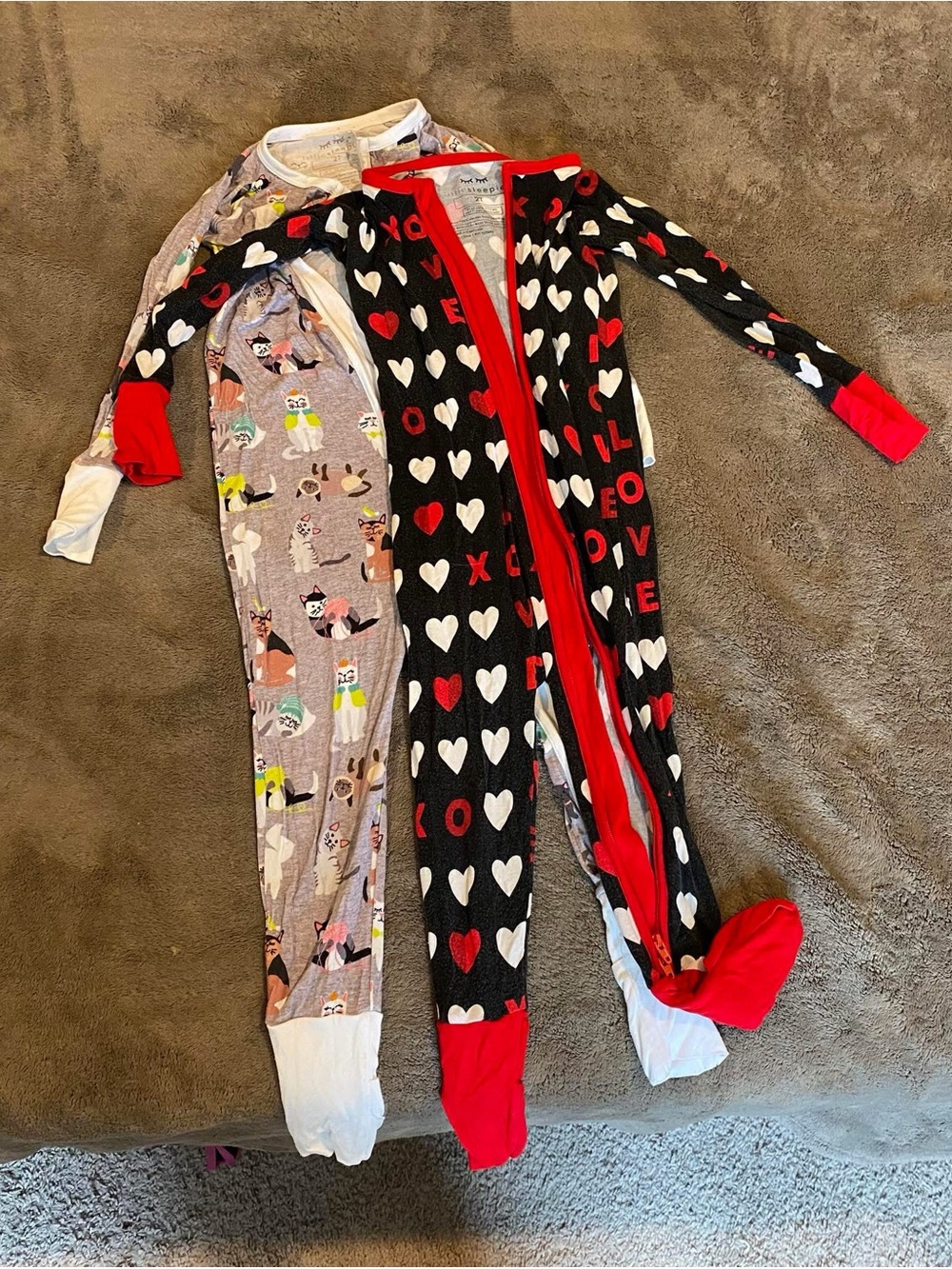 Little Sleepies Kitties and 'LOVE' Kids Footed One-Piece